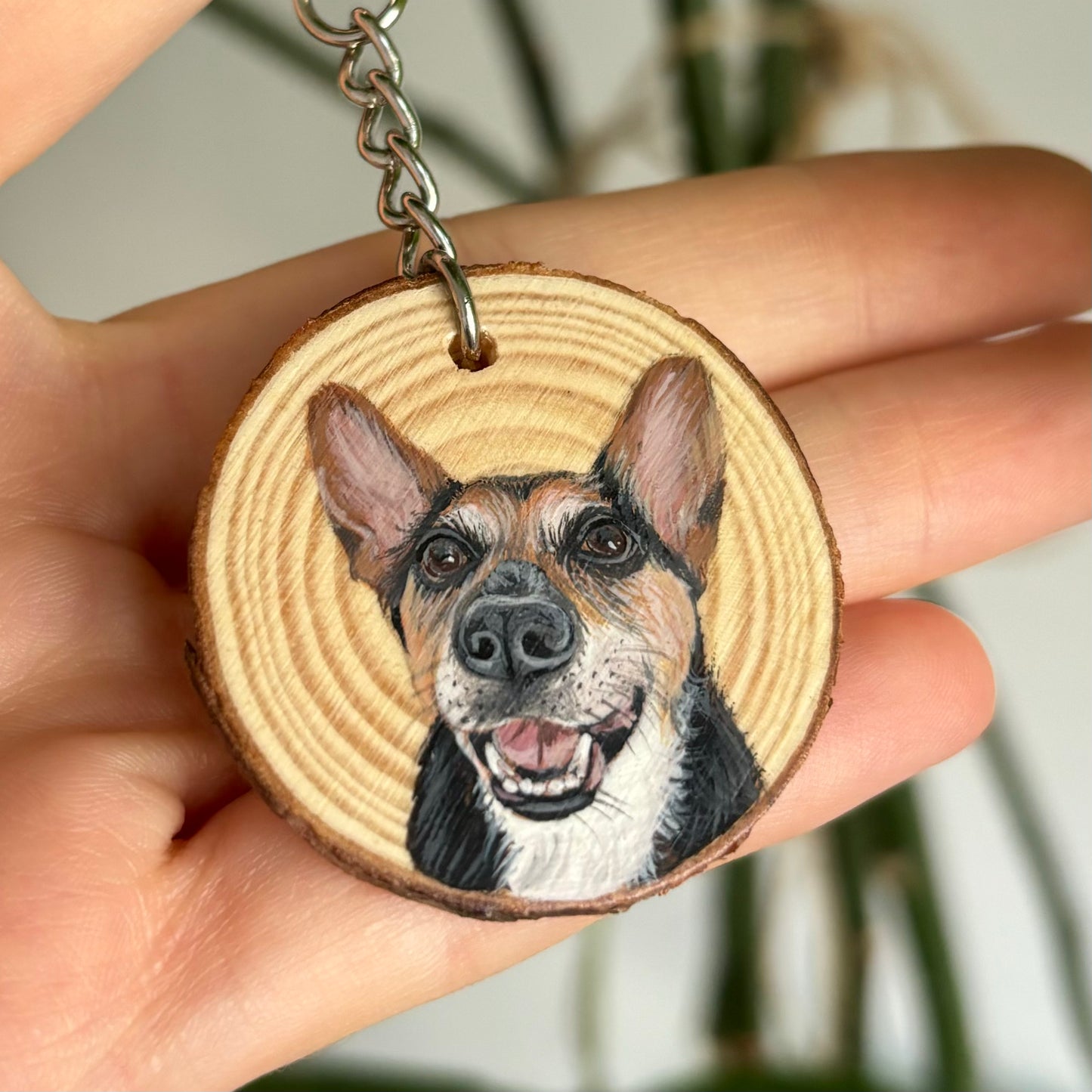 Wood Slice Keyring